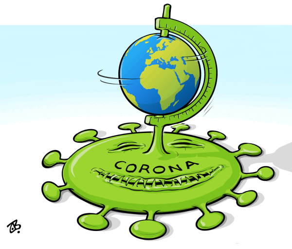 Corona planet by Emad Hajjaj, Alaraby Aljadeed newspaper , London